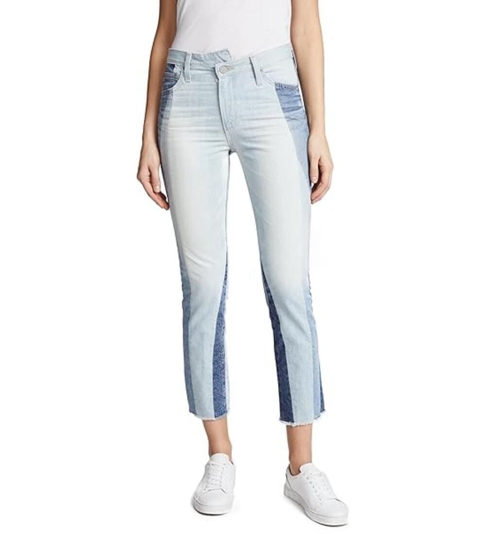 AG ADRIANO GOLDSCHMIED The Isabelle Jeans Colorblock High Rise Straight Crop 26